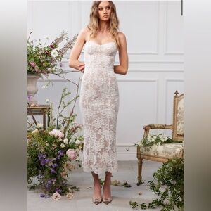 V. Chapman Betty Dress in White Chantilly Lace - New with Tags